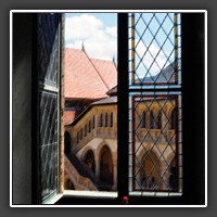 Hunedora Castle, window detail [photographed in 2012]
