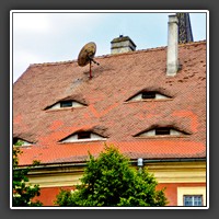 The  so-called Eyes of Sibiu - typical roof windows in Sibiu